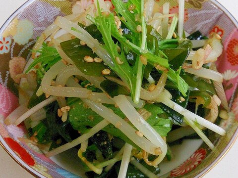 もやし・水菜・わかめの酢の物